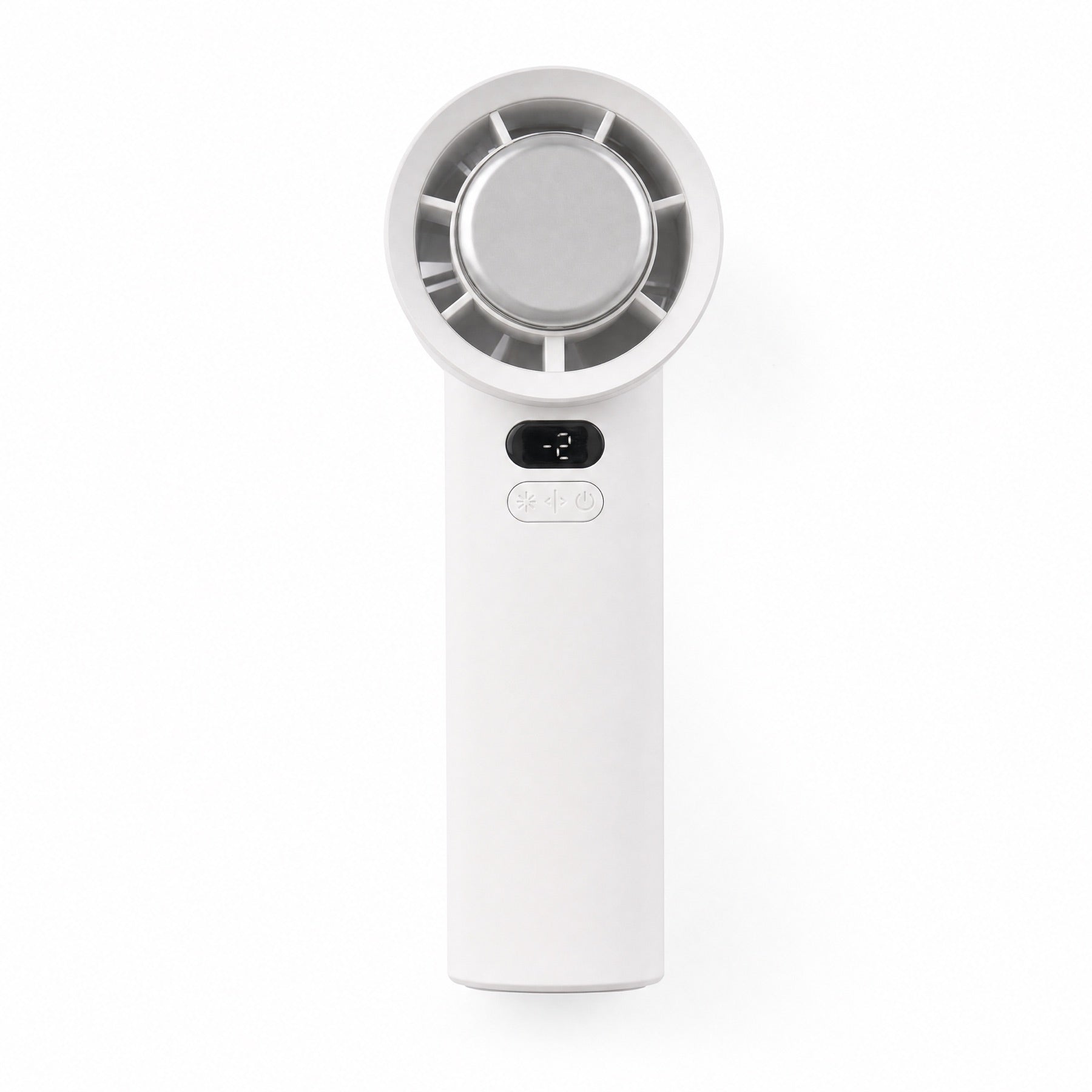 Portable bladeless handheld fan, front view