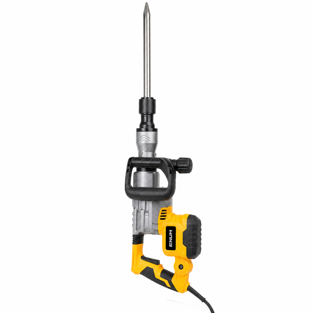 Demolition jackhammer upright with point chisel