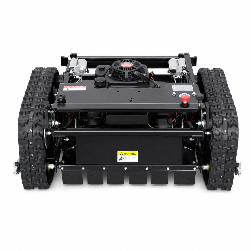 Front view of tracked slope mower