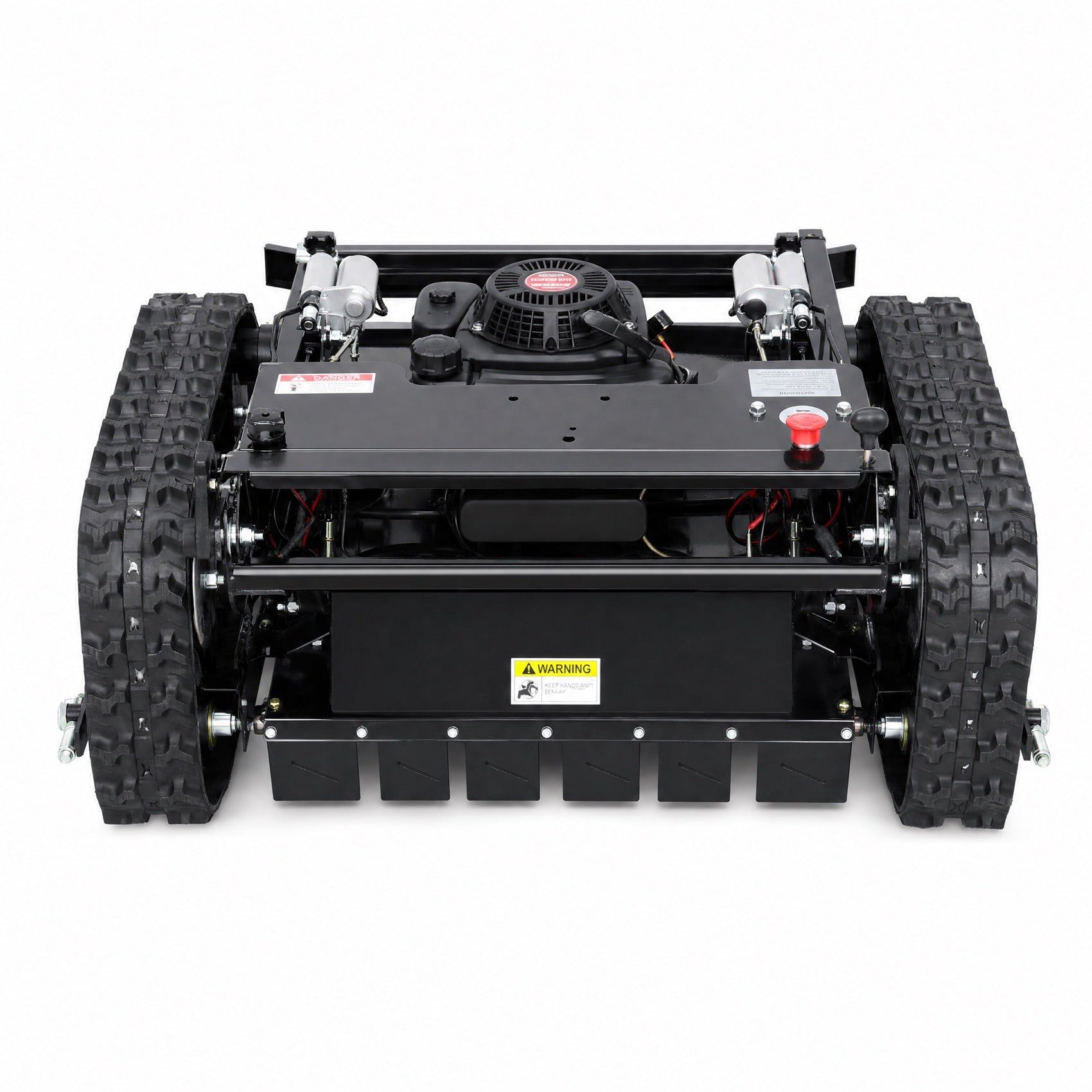 Front view of tracked slope mower