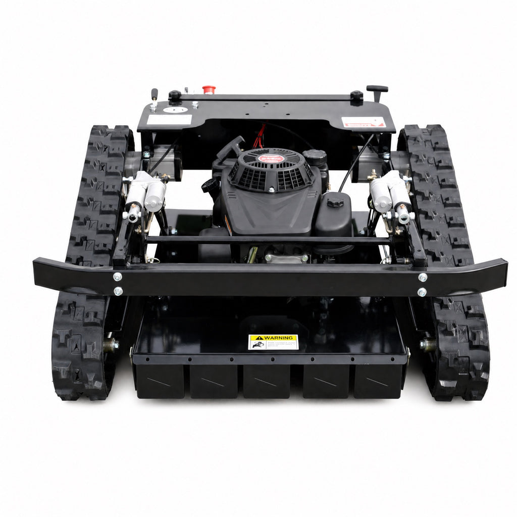 Front view showing rubber tracks