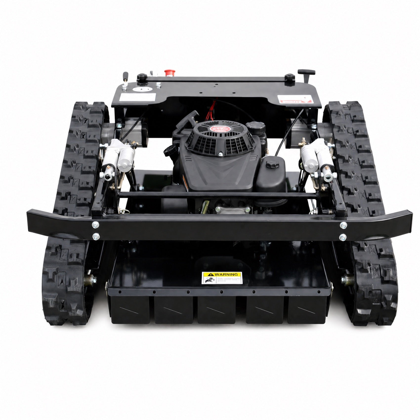 Front view showing rubber tracks