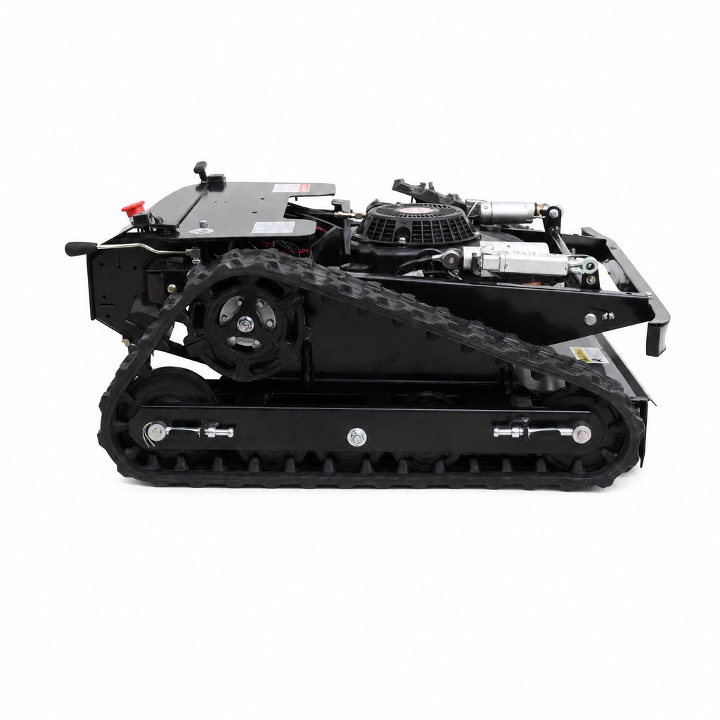 Side view of tracked slope mower