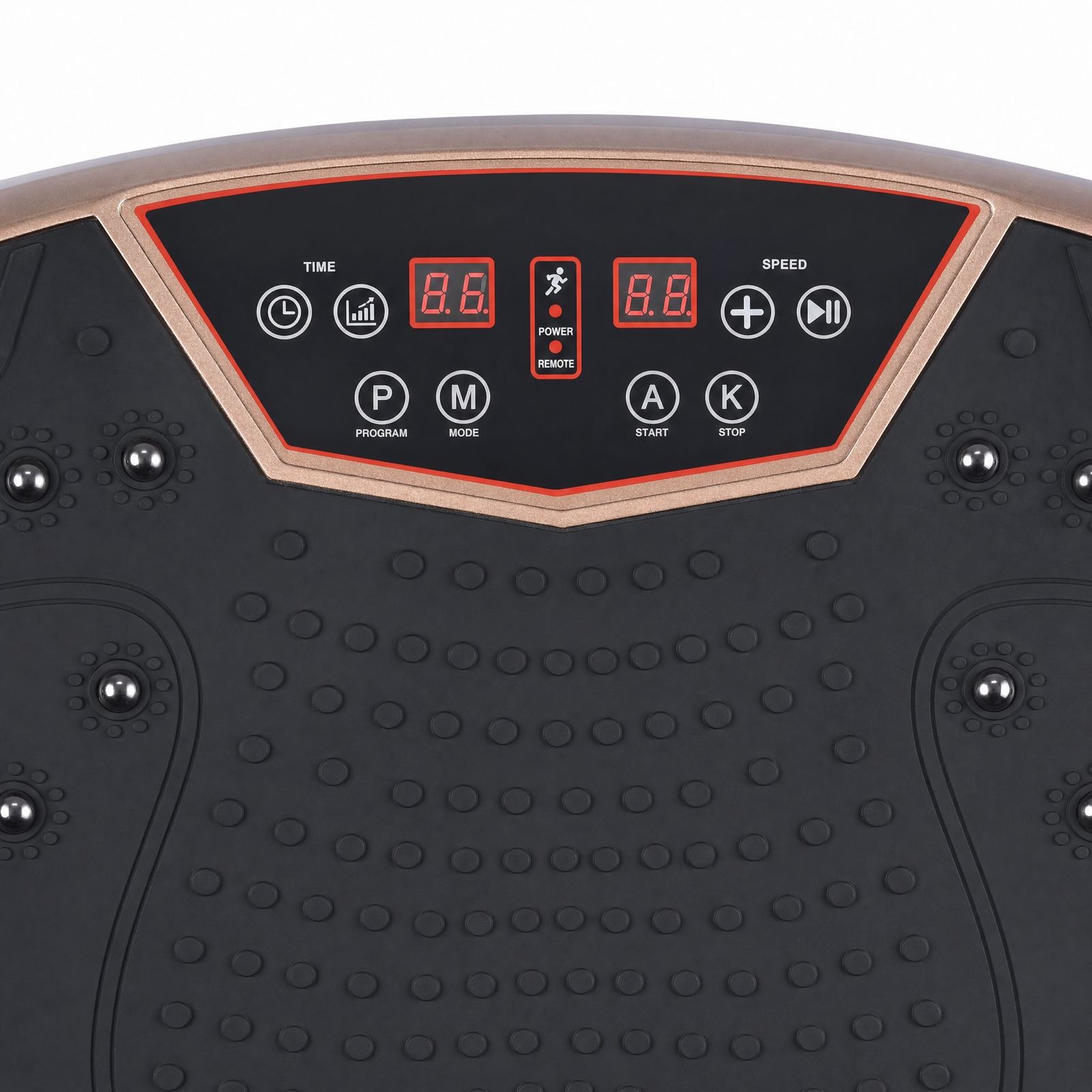 Close-up of vibration plate touch control panel