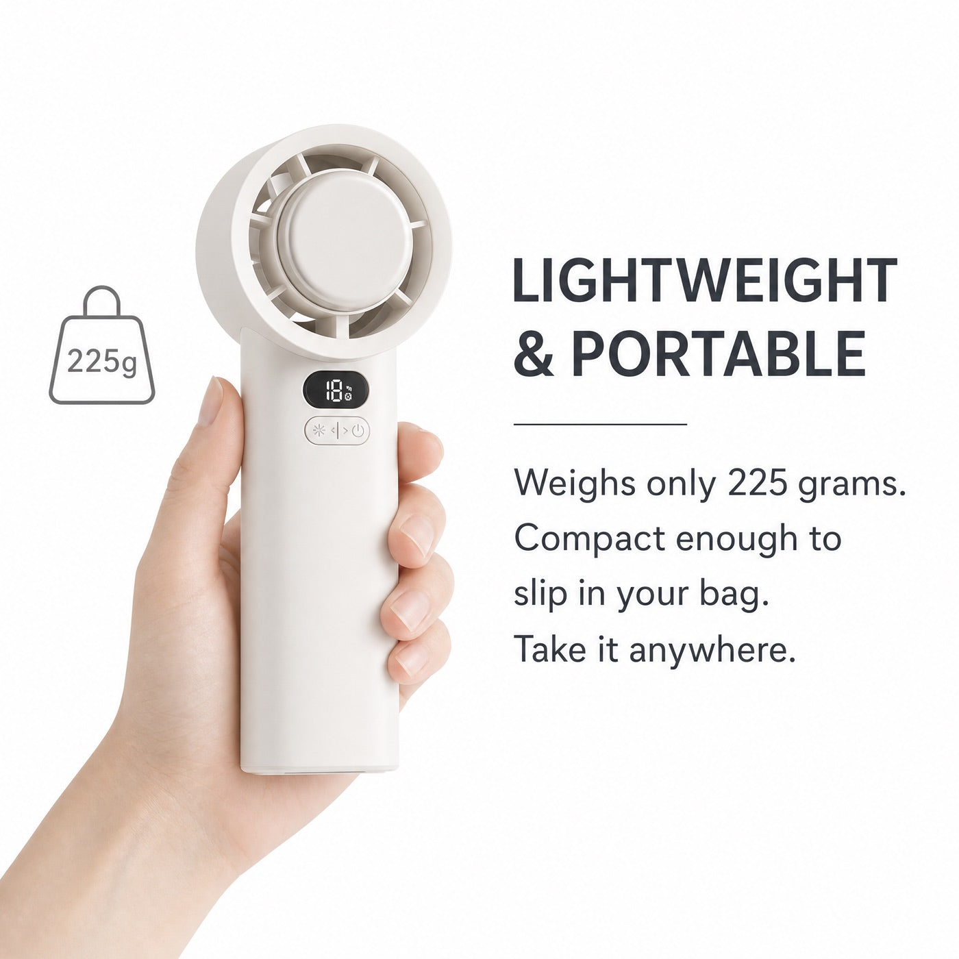 Lightweight and portable, only 225 grams